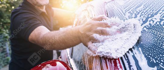 Man worker washing car on a car wash   : Stock Photo or Stock Video Download rcfotostock photos, images and assets rcfotostock | RC Photo Stock.: