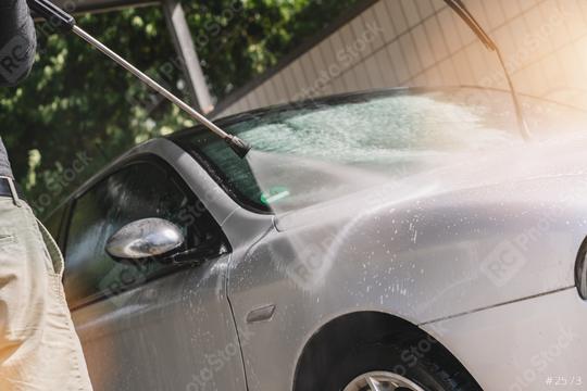 Manual car wash with pressurized water in car wash outside  : Stock Photo or Stock Video Download rcfotostock photos, images and assets rcfotostock | RC Photo Stock.: