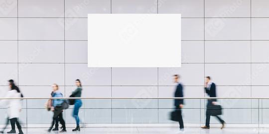Many anonymous people are walking around advertising posters at a trade fair   : Stock Photo or Stock Video Download rcfotostock photos, images and assets rcfotostock | RC Photo Stock.: