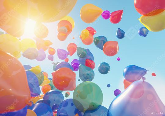 many Balloons Flying to the blue sky with sunlight - 3D Rendering  : Stock Photo or Stock Video Download rcfotostock photos, images and assets rcfotostock | RC Photo Stock.: