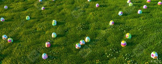 Many colorful easter eggs hunt on a green meadow panorama header  : Stock Photo or Stock Video Download rcfotostock photos, images and assets rcfotostock | RC Photo Stock.:
