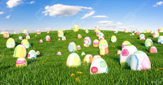 Many easter easter eggs on meadow  : Stock Photo or Stock Video Download rcfotostock photos, images and assets rcfotostock | RC Photo Stock.: