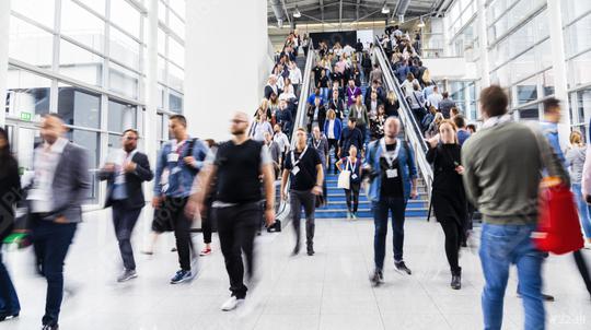 Many people and people on escalator at a business trade fair  : Stock Photo or Stock Video Download rcfotostock photos, images and assets rcfotostock | RC Photo Stock.: