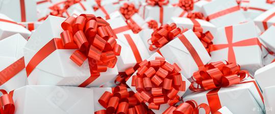 Many red and white gifts for Christmas on a pile, copy space for individual text  : Stock Photo or Stock Video Download rcfotostock photos, images and assets rcfotostock | RC Photo Stock.: