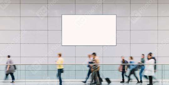 Many trade fair visitors run under advertising poster, copyspace for your individual text.  : Stock Photo or Stock Video Download rcfotostock photos, images and assets rcfotostock | RC Photo Stock.: