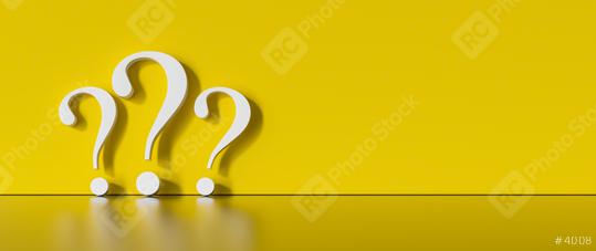 many White question marks on a yellow background with empty copy space on left side. 3D Rendering  : Stock Photo or Stock Video Download rcfotostock photos, images and assets rcfotostock | RC Photo Stock.: