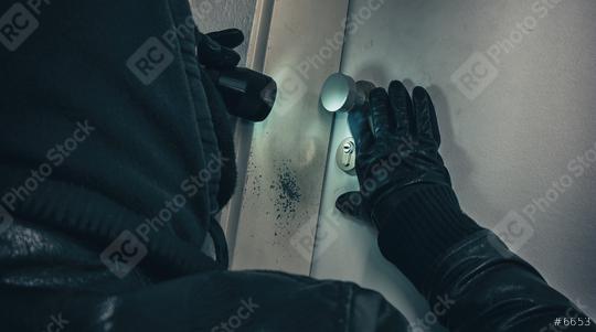 Masked burglar with torch entering into a house door - shot with dramatic motion  : Stock Photo or Stock Video Download rcfotostock photos, images and assets rcfotostock | RC Photo Stock.: