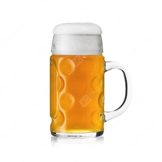 Mass beer glas beer mug Bierseidel Oktoberfest bayern munich with foam crown golden on white background   : Stock Photo or Stock Video Download rcfotostock photos, images and assets rcfotostock | RC Photo Stock.: