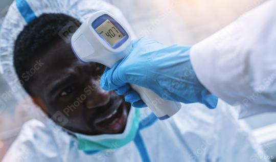 Medical professionals in protective clothing measuring contactless fever at Covid-19 test center during coronavirus epidemic  : Stock Photo or Stock Video Download rcfotostock photos, images and assets rcfotostock | RC Photo Stock.: