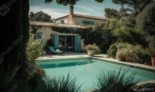 Mediterranean villa with pool amidst lush greenery  : Stock Photo or Stock Video Download rcfotostock photos, images and assets rcfotostock | RC Photo Stock.: