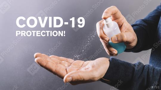men use alcohol spray to spray hands to get rid of bacteria and COVID-19 or CORONA viruses that destroy the respiratory system, COVID-19 virus protection concept.  : Stock Photo or Stock Video Download rcfotostock photos, images and assets rcfotostock | RC Photo Stock.: