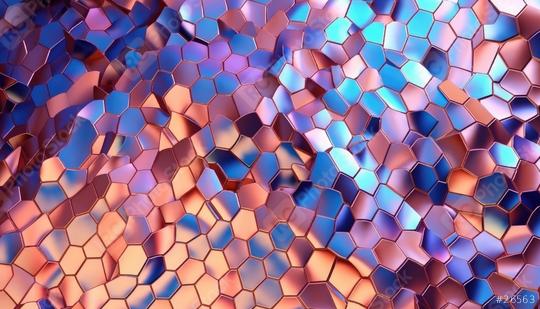 Metallic, hexagonal tiles with iridescent hues and reflections  : Stock Photo or Stock Video Download rcfotostock photos, images and assets rcfotostock | RC Photo Stock.: