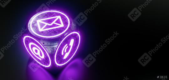 Modern cube with many contact options for communication support hotline on dark background  : Stock Photo or Stock Video Download rcfotostock photos, images and assets rcfotostock | RC Photo Stock.:
