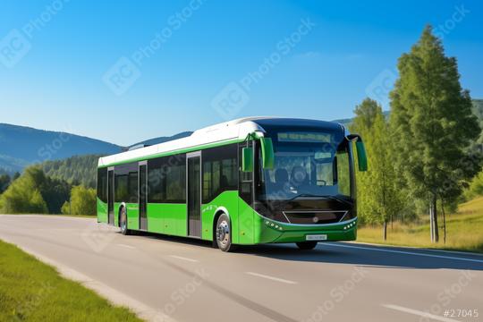 Modern electric bus on road among green trees
  : Stock Photo or Stock Video Download rcfotostock photos, images and assets rcfotostock | RC Photo Stock.: