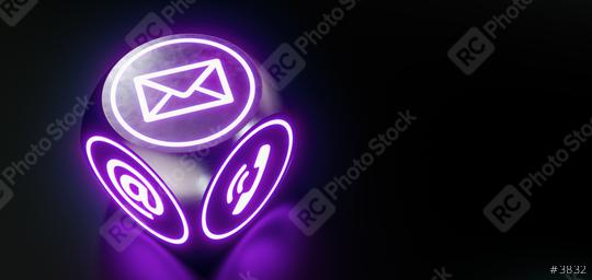 Modern Neon cube with many contact options for communication support hotline  : Stock Photo or Stock Video Download rcfotostock photos, images and assets rcfotostock | RC Photo Stock.: