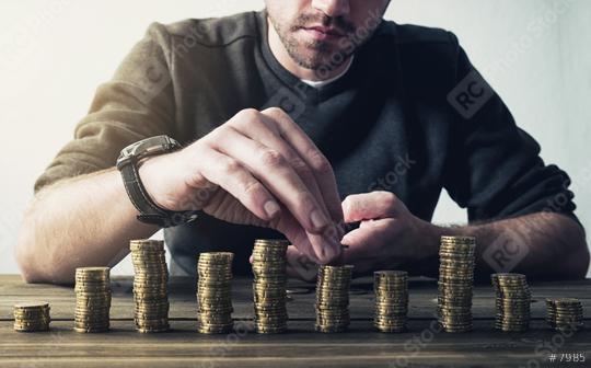 Money, Financial, Business Growth concept, Man put money coins to stack of coins  : Stock Photo or Stock Video Download rcfotostock photos, images and assets rcfotostock | RC Photo Stock.: