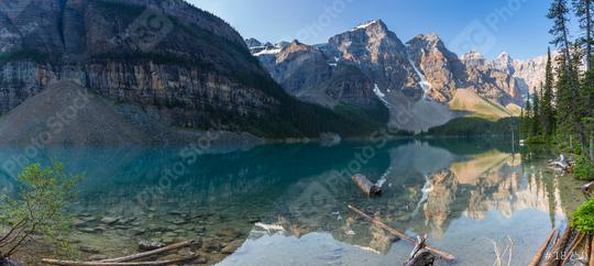 Moraine Lake in the morning at Sunrise in banff canada panorma  : Stock Photo or Stock Video Download rcfotostock photos, images and assets rcfotostock | RC Photo Stock.: