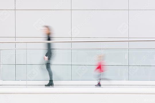 mother and her child walking in a clean futuristic corridor  : Stock Photo or Stock Video Download rcfotostock photos, images and assets rcfotostock | RC Photo Stock.: