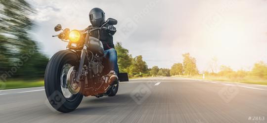 motorbike on the forest road riding. having fun driving the empty road on a motorcycle tour journey. copyspace for your individual text.   : Stock Photo or Stock Video Download rcfotostock photos, images and assets rcfotostock | RC Photo Stock.: