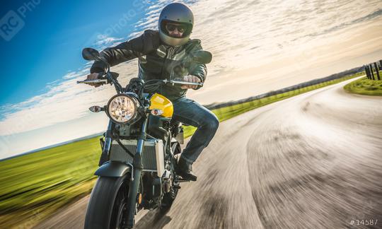 motorbike on the road riding. having fun riding the empty road on a motorcycle tour / journey  : Stock Photo or Stock Video Download rcfotostock photos, images and assets rcfotostock | RC-Photo-Stock.: