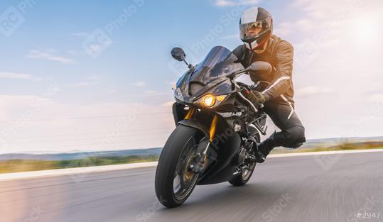 motorbike riding on road in a curve. driving on the empty road on a motorcycle trip. copyspace for your individual text.  : Stock Photo or Stock Video Download rcfotostock photos, images and assets rcfotostock | RC Photo Stock.: