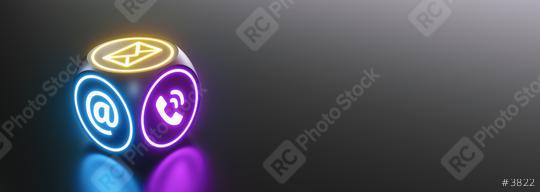 Neon light cube with many contact options for communication support hotline, banner size with Copy space  : Stock Photo or Stock Video Download rcfotostock photos, images and assets rcfotostock | RC Photo Stock.: