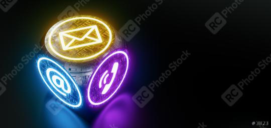Neon light cube with many contact options for communication support hotline  : Stock Photo or Stock Video Download rcfotostock photos, images and assets rcfotostock | RC Photo Stock.: