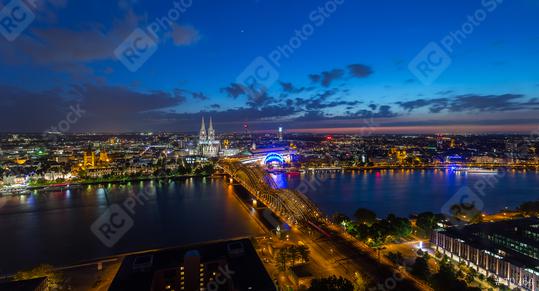 Night aerial view of cologne city  : Stock Photo or Stock Video Download rcfotostock photos, images and assets rcfotostock | RC Photo Stock.: