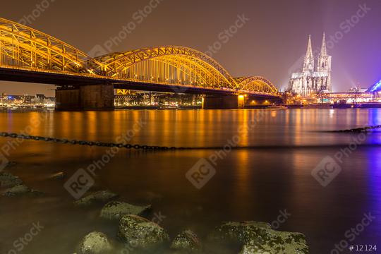 night view of the Cologne Cathedral and bridge  : Stock Photo or Stock Video Download rcfotostock photos, images and assets rcfotostock | RC Photo Stock.: