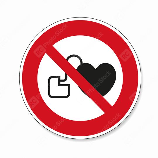 No access for persons with pacemakers. No access with cardiac pacemaker in this area, prohibition sign on white background. Vector illustration. Eps 10 vector file.  : Stock Photo or Stock Video Download rcfotostock photos, images and assets rcfotostock | RC Photo Stock.: