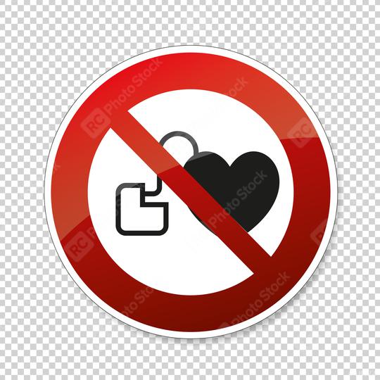 No access for persons with pacemakers. No access with cardiac pacemaker in this area, prohibition sign on checked transparent background. Vector illustration. Eps 10 vector file.  : Stock Photo or Stock Video Download rcfotostock photos, images and assets rcfotostock | RC Photo Stock.: