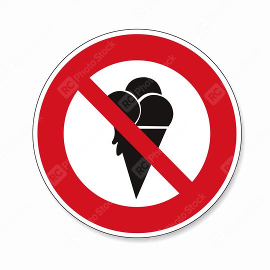 No ice cream sign. No ice allowed in this area, Forbid ice waffle creamy Halt allowed, prohibition sign on white background. Vector illustration. Eps 10 vector file.  : Stock Photo or Stock Video Download rcfotostock photos, images and assets rcfotostock | RC Photo Stock.: