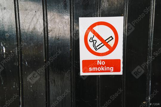 No smoking sign on a black wood en door, copy space for individual text  : Stock Photo or Stock Video Download rcfotostock photos, images and assets rcfotostock | RC Photo Stock.: