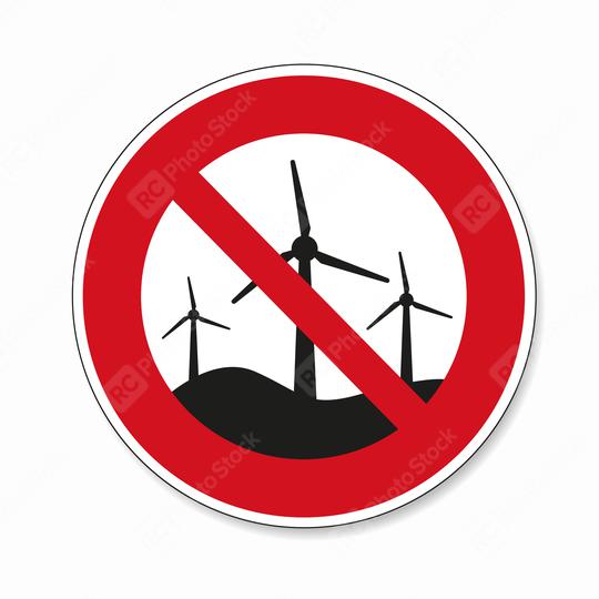 No Wind turbines. Wind generator or wind park ban or not allowed, prohibition sign, on white background. Vector illustration. Eps 10 vector file.  : Stock Photo or Stock Video Download rcfotostock photos, images and assets rcfotostock | RC Photo Stock.: