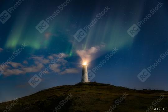 Nordlicht mit Leuchtturm, Island, Aurora Borealis  : Stock Photo or Stock Video Download rcfotostock photos, images and assets rcfotostock | RC Photo Stock.: