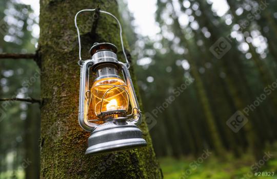 oil lamp or kerosene lamp used at dusk hangs on a tree in a forest  : Stock Photo or Stock Video Download rcfotostock photos, images and assets rcfotostock | RC Photo Stock.: