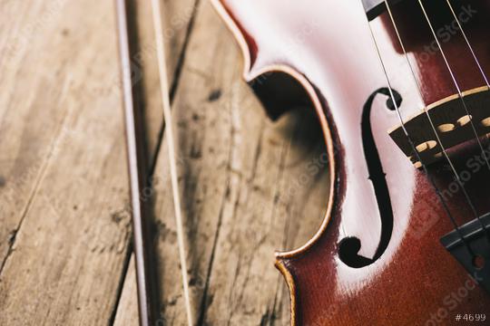 old Violin with bow on a wooden floor  : Stock Photo or Stock Video Download rcfotostock photos, images and assets rcfotostock | RC Photo Stock.: