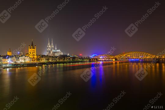 ologne Cathedral at the Rhine river at night  : Stock Photo or Stock Video Download rcfotostock photos, images and assets rcfotostock | RC Photo Stock.:
