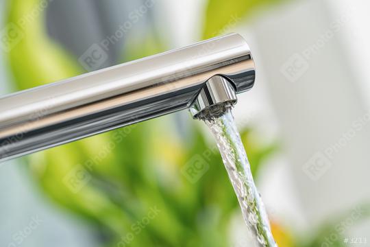 Open chrome faucet in the kitchen  : Stock Photo or Stock Video Download rcfotostock photos, images and assets rcfotostock | RC Photo Stock.: