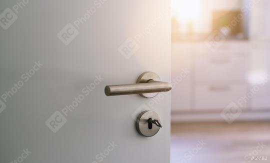 opened white door to modern kitchen interior as background  : Stock Photo or Stock Video Download rcfotostock photos, images and assets rcfotostock | RC Photo Stock.: