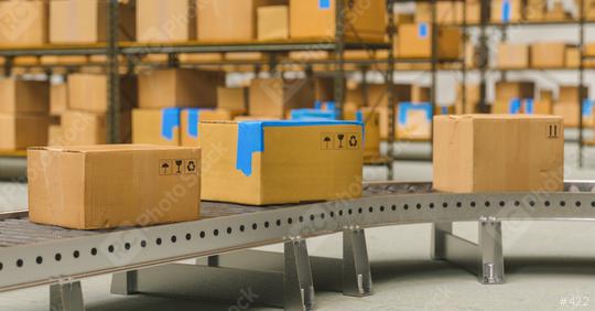 Packages delivery, packaging service and parcels transportation system concept, cardboard boxes on conveyor belt in warehouse  : Stock Photo or Stock Video Download rcfotostock photos, images and assets rcfotostock | RC Photo Stock.: