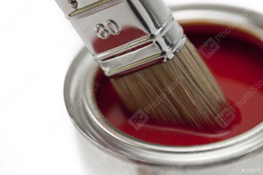 paint brush and can with red paint  : Stock Photo or Stock Video Download rcfotostock photos, images and assets rcfotostock | RC Photo Stock.: