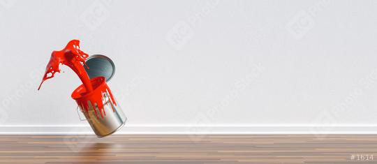 paint can splashing red color in a apartment with wall and copy space for individual text, renovation concept image  : Stock Photo or Stock Video Download rcfotostock photos, images and assets rcfotostock | RC Photo Stock.: