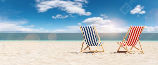 Pair of beach chairs on sand beach in summer in sunlight. copyspace for your individual text.  : Stock Photo or Stock Video Download rcfotostock photos, images and assets rcfotostock | RC Photo Stock.: