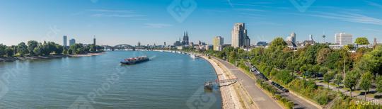 panorama of Cologne with cathedral, boats, river Rhine and bridge in a sunny day  : Stock Photo or Stock Video Download rcfotostock photos, images and assets rcfotostock | RC Photo Stock.: