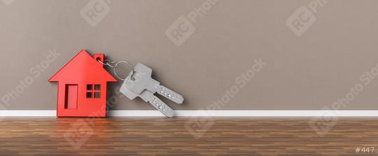 Panorama of keys with house leaning on wall as mortgage financing concept, copyspace for your individual text.  : Stock Photo or Stock Video Download rcfotostock photos, images and assets rcfotostock | RC Photo Stock.: