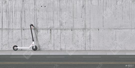 Panoramic view of Electric scooter on wall for mobility in the city  : Stock Photo or Stock Video Download rcfotostock photos, images and assets rcfotostock | RC Photo Stock.: