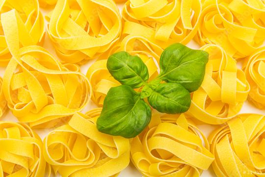Pasta nests with basil background   : Stock Photo or Stock Video Download rcfotostock photos, images and assets rcfotostock | RC Photo Stock.:
