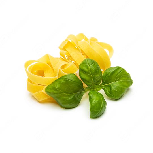 pasta noddle nests with basil leaf  : Stock Photo or Stock Video Download rcfotostock photos, images and assets rcfotostock | RC Photo Stock.:
