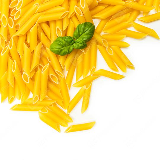 penne pasta noodles with basil leaf  : Stock Photo or Stock Video Download rcfotostock photos, images and assets rcfotostock | RC Photo Stock.: